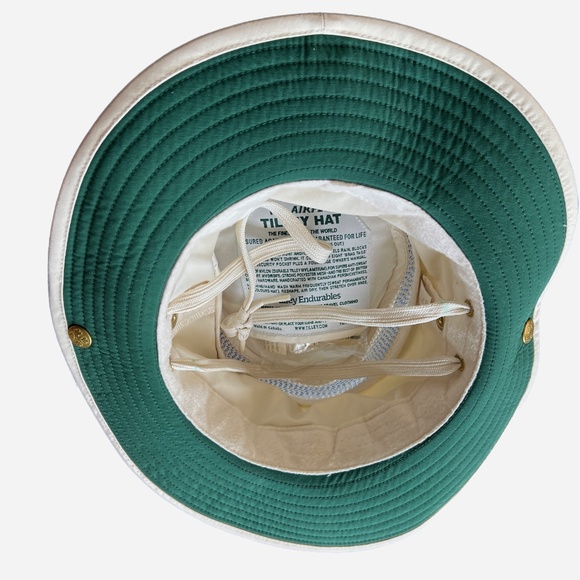 Tilley Endurables Airflo Hat Beige & Green Outdoor Hike Size 7 1/4 Strap Snaps - Picture 10 of 10